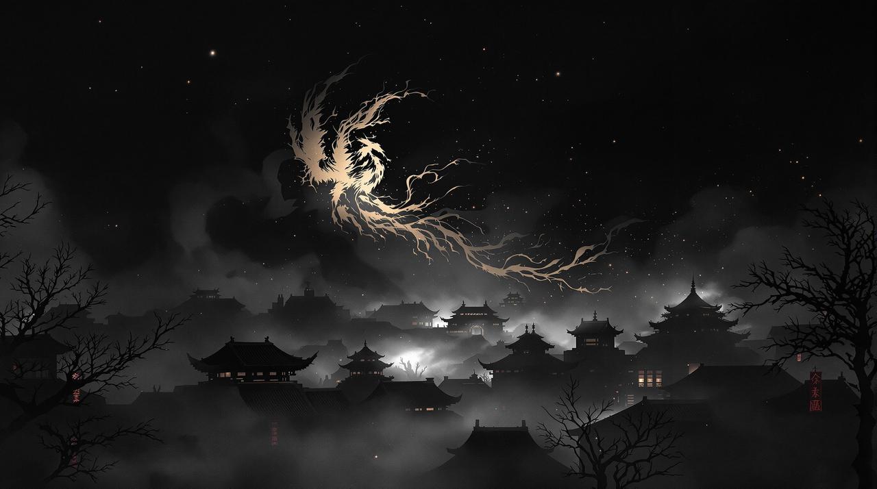 免费大片品牌意境图 - 东方水墨玄鸟掠影